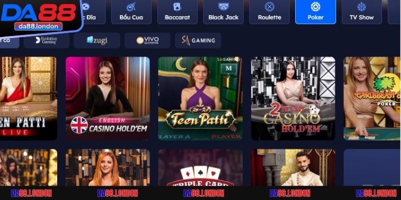 Tổng hợp các trò chơi nổi bật tại Casino DA88